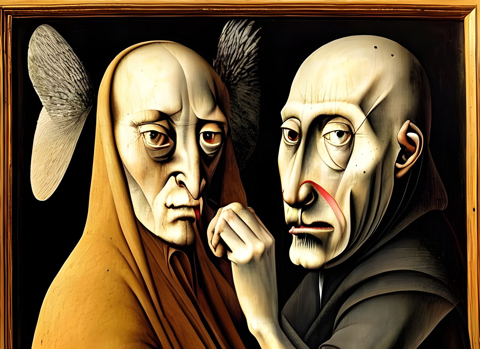 Emotional Portrait of Arguing Couple in Bosch Style