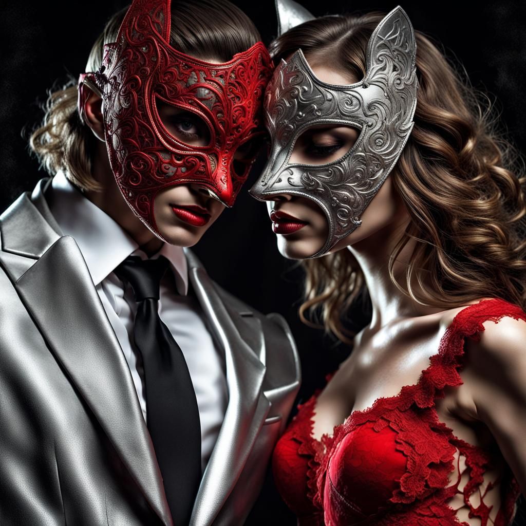 Masquerade Ball Kiss in Dark Fairy Tale Style
