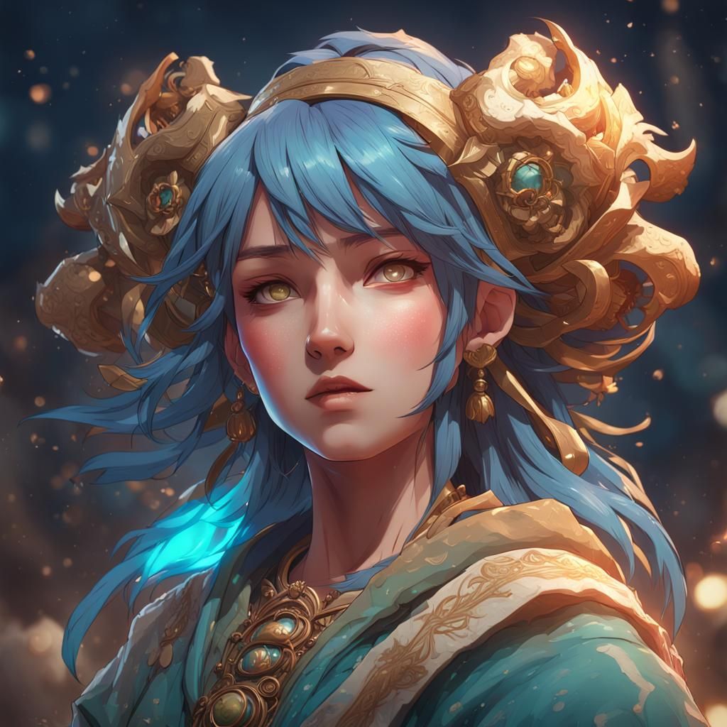 Anime Portrait with Beast in Hyperdetailed Digital Art