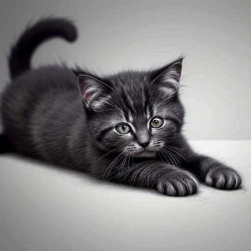 Charcoal Kitten Emerges from Sketch in Macro Realism