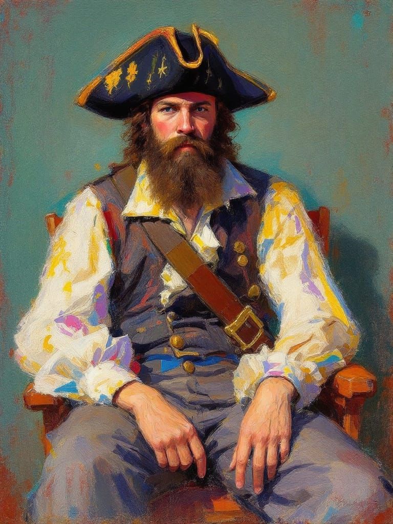 Pirate Portrait in Impressionist Pastel Style