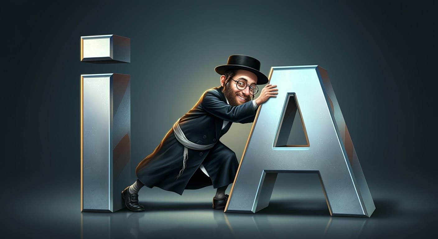 Hasidic Nerd Pushes Metallic 'I' Letter in Realistic Comic S...