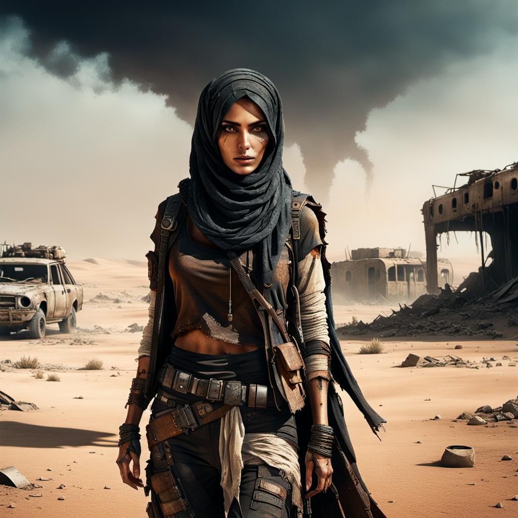 Arab Woman in Post-Apocalyptic Wasteland