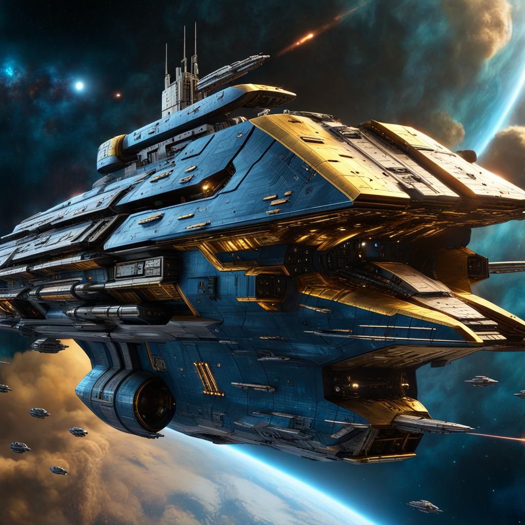 Starship Battle Carrier in Chris Foss Style