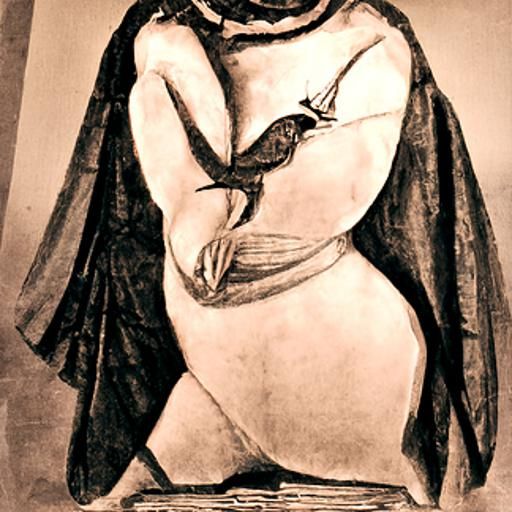 Bird Woman in Graphite, Neoclassical Style