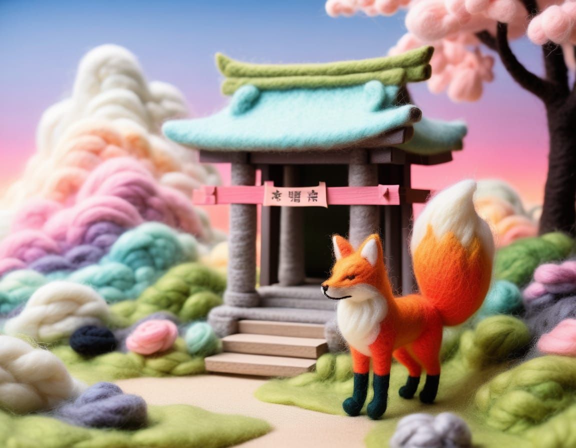 Mischievous Kitsune Yarn Bombs Pastel Shrine
