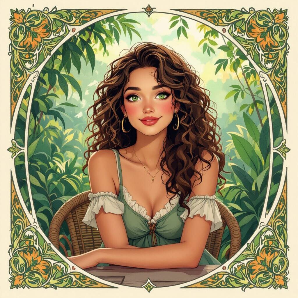 Averi in an Art Nouveau Digital Painting