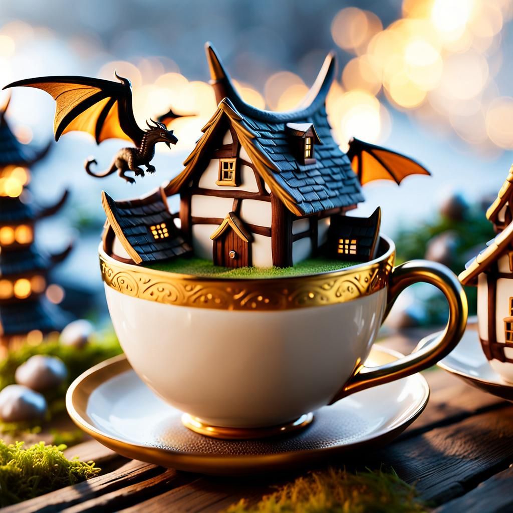 Viking Village in Teacup, Dreamworks-Style 3D Animation