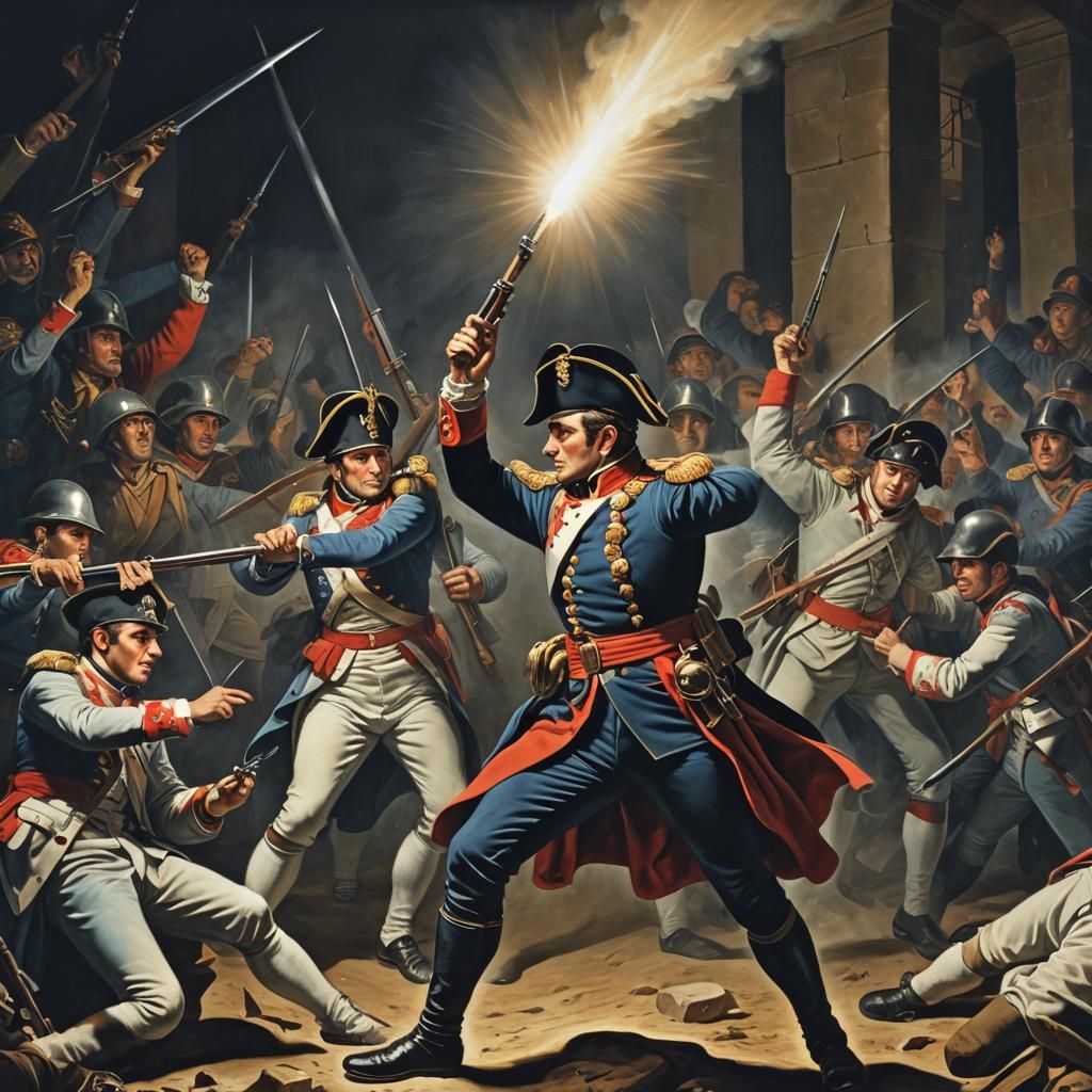 French Soldier's Courage in Neoclassical Style