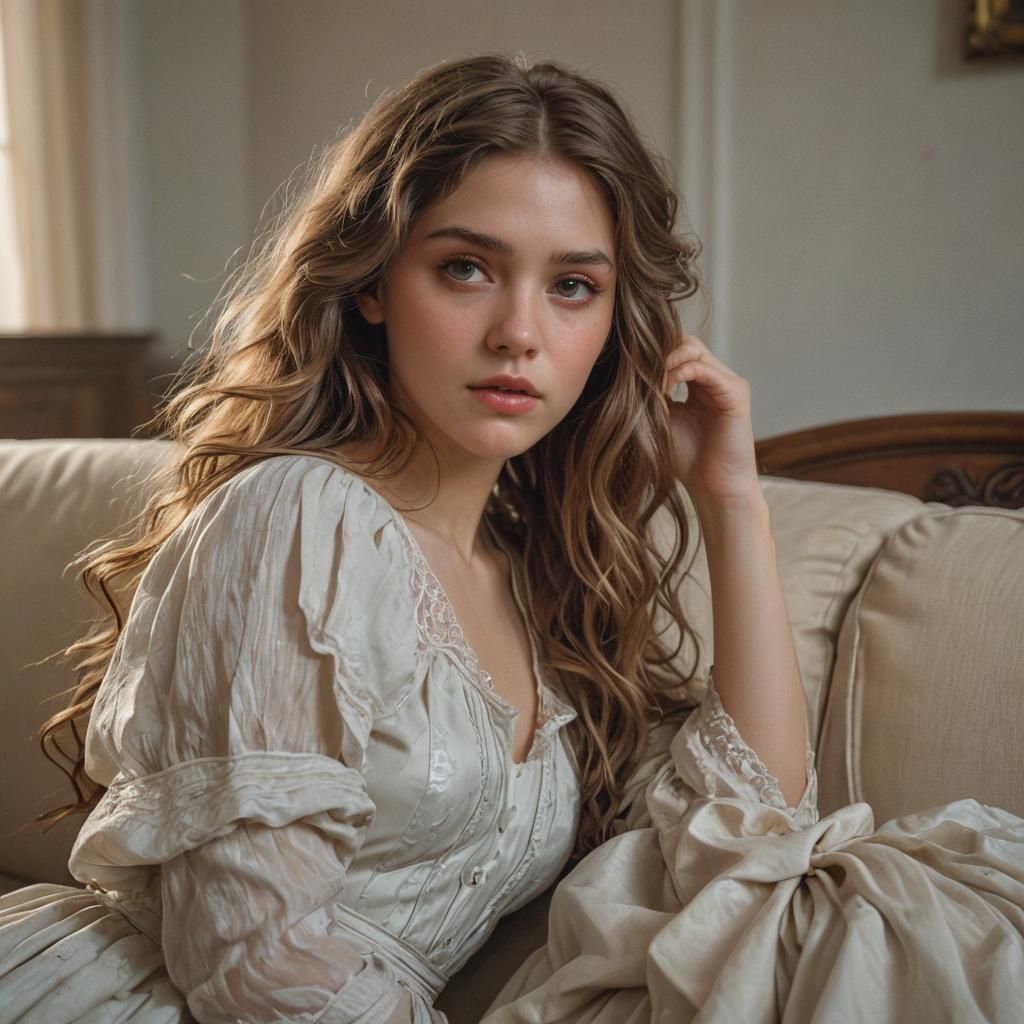 Siren-Eyed Girl Portrait in Oil Painting Style