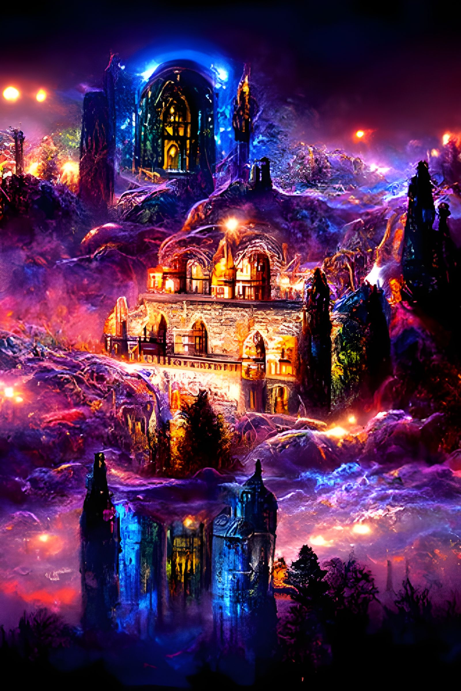 Asgard Fantasy Painting in Nordic Crypt Style