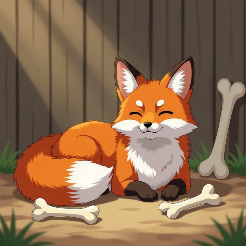 Fox Resting in Anime Style