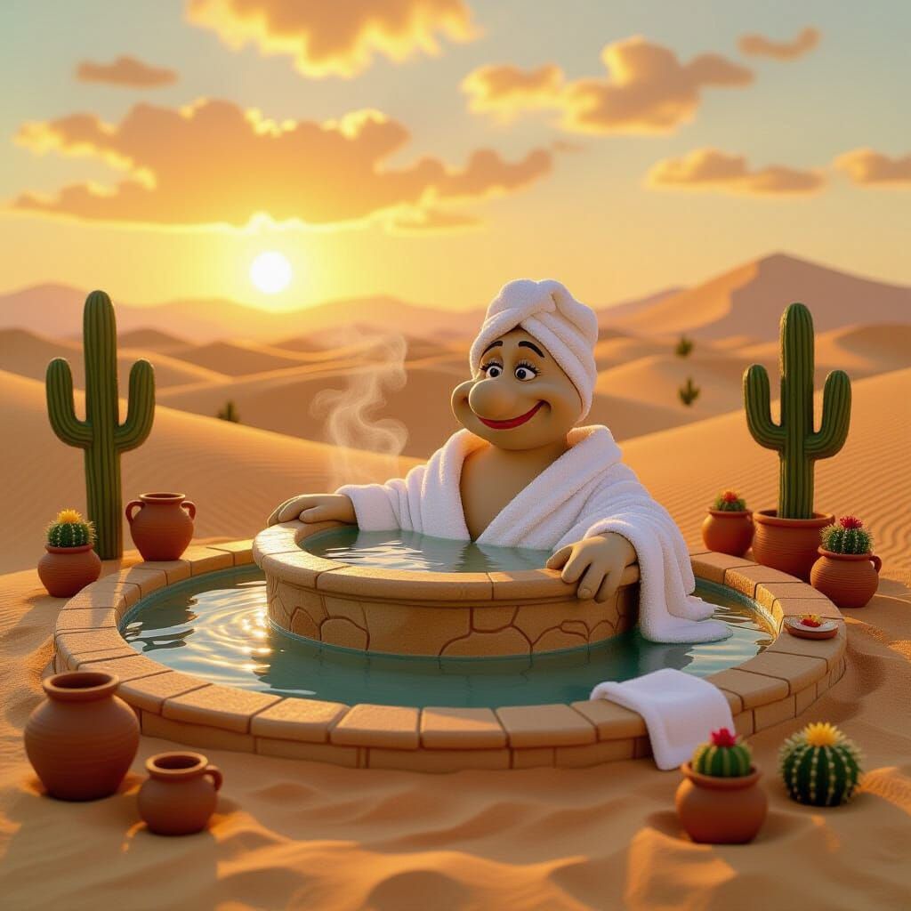 Giant Sand Creature Relaxing at Desert Spa