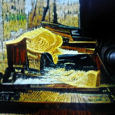 Golden Impressionism Piano in Impasto Style