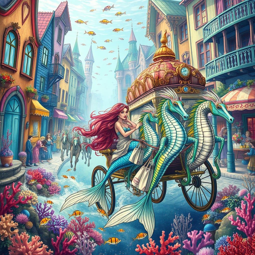 Mermaids Ride in Whimsical Underwater Carriage