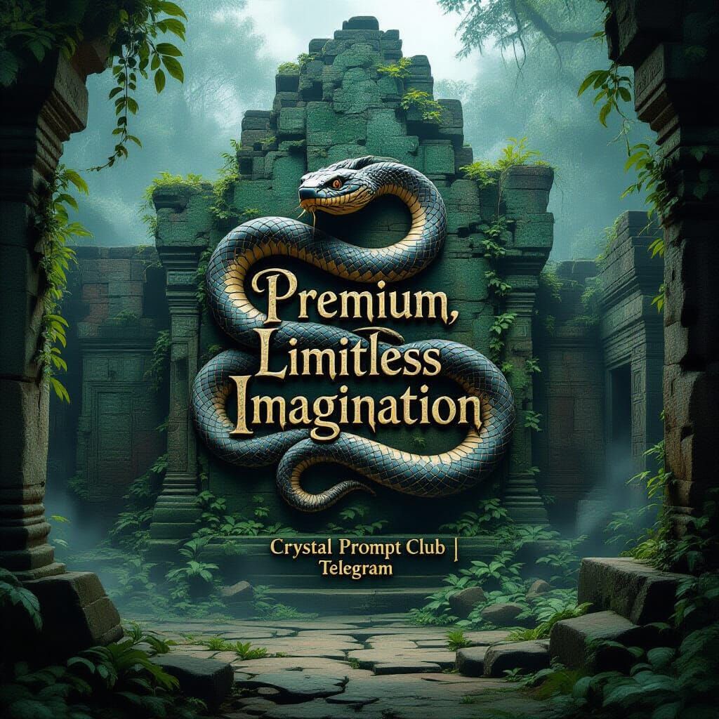 Jungle Temple Snake Engraving in Detailed Matte Painting Sty...