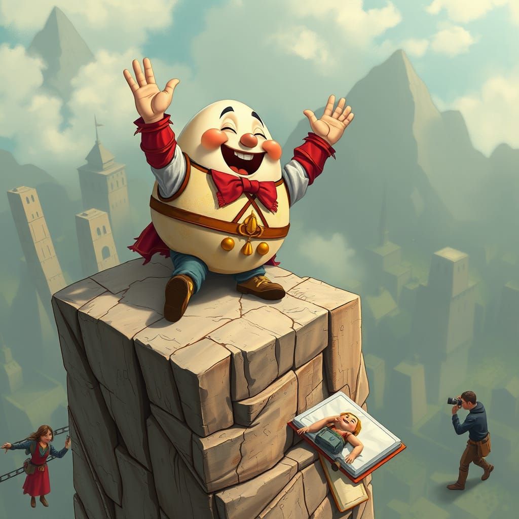 Humpty Dumpty's Epic Stunt: A Cartoon Fantasy
