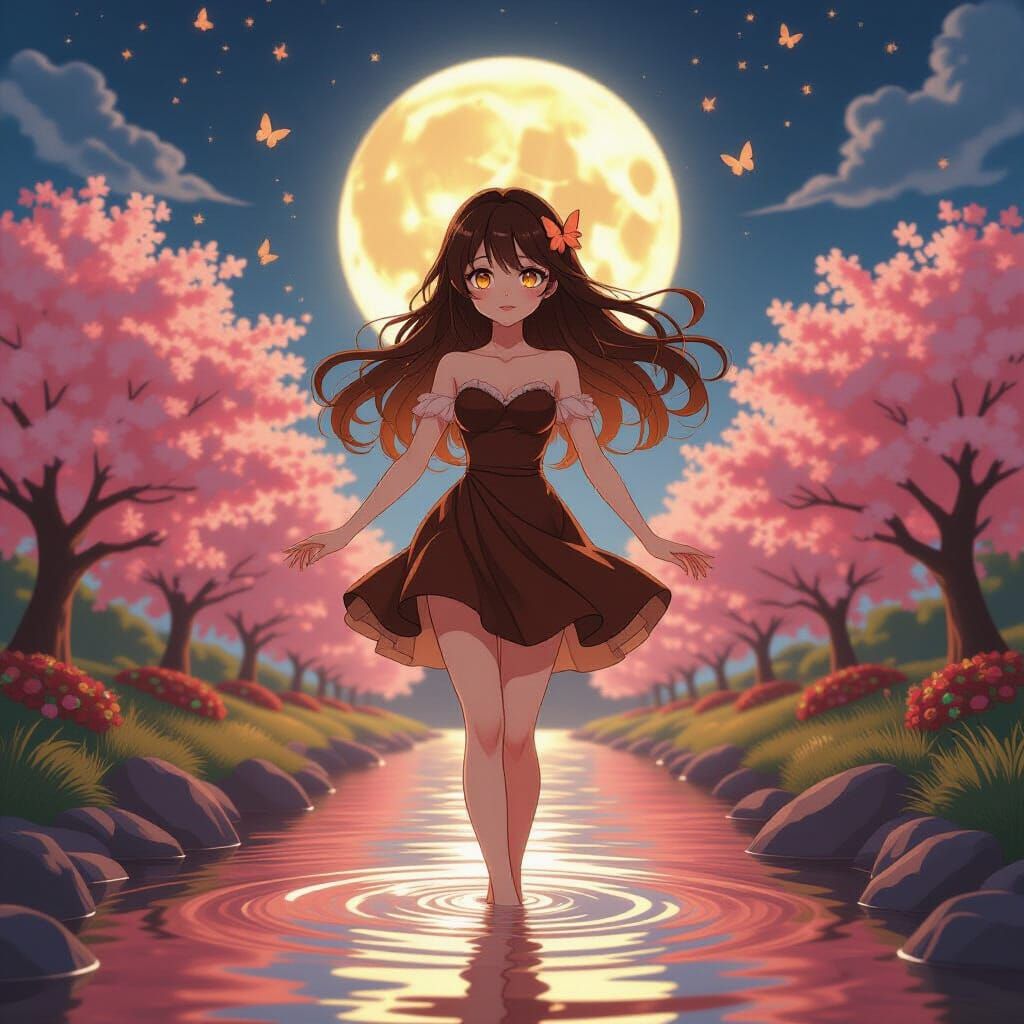 Chocolate Anime Girl Transformation in Surreal Style