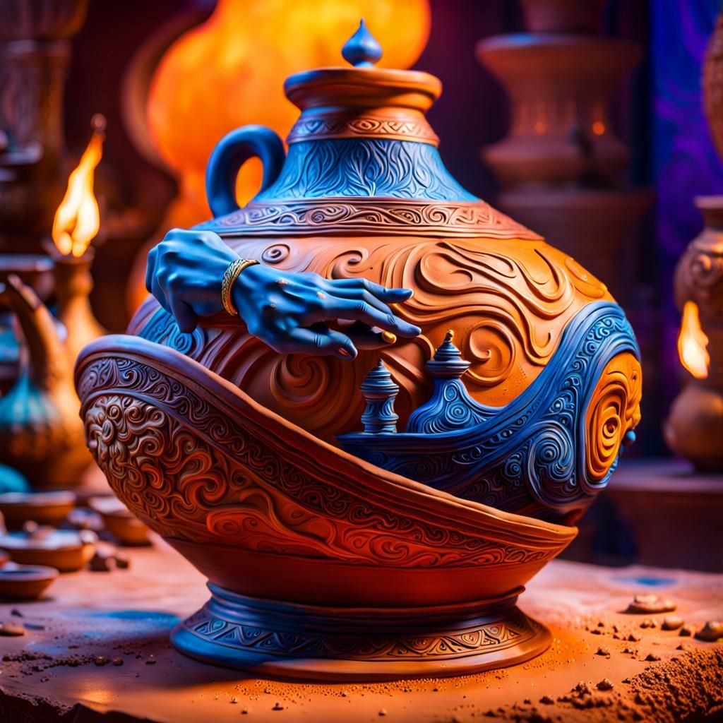 Disney Genie Crafts Agrabah Lamp in Clay Pottery