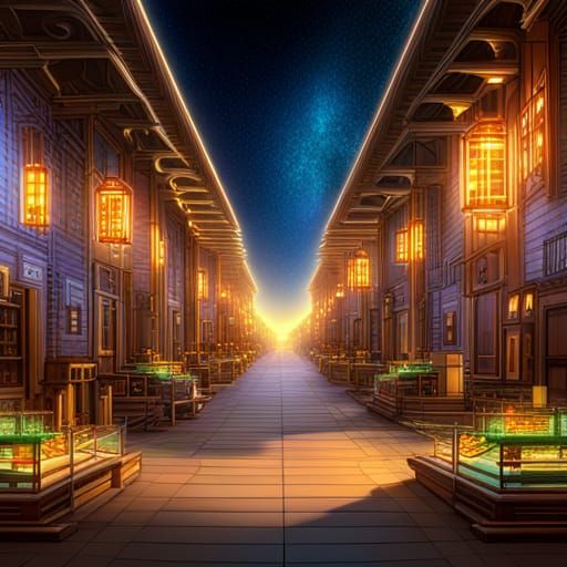 Charming Village Dominated by Even Numbers, Holographic Illu...