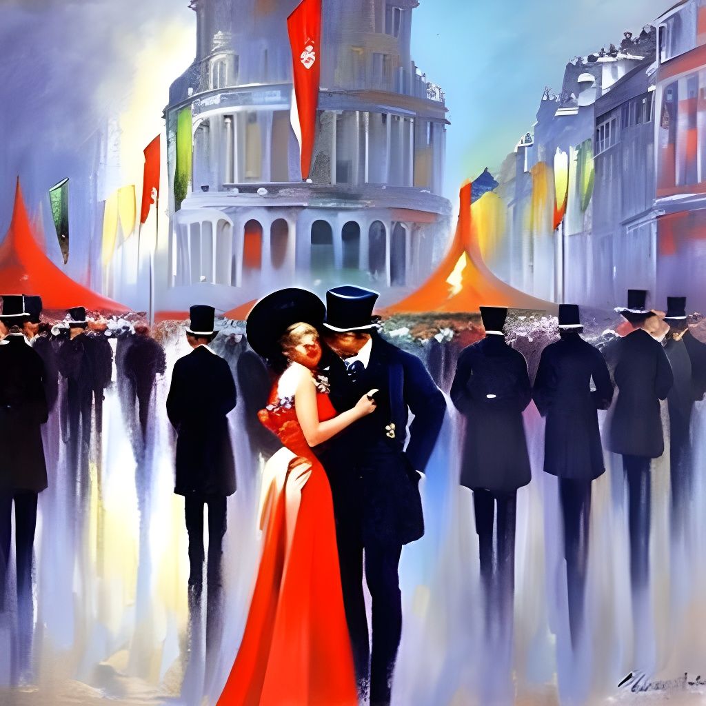 Piccadilly Circus Dance: Impasto Painting with Vivid Colors