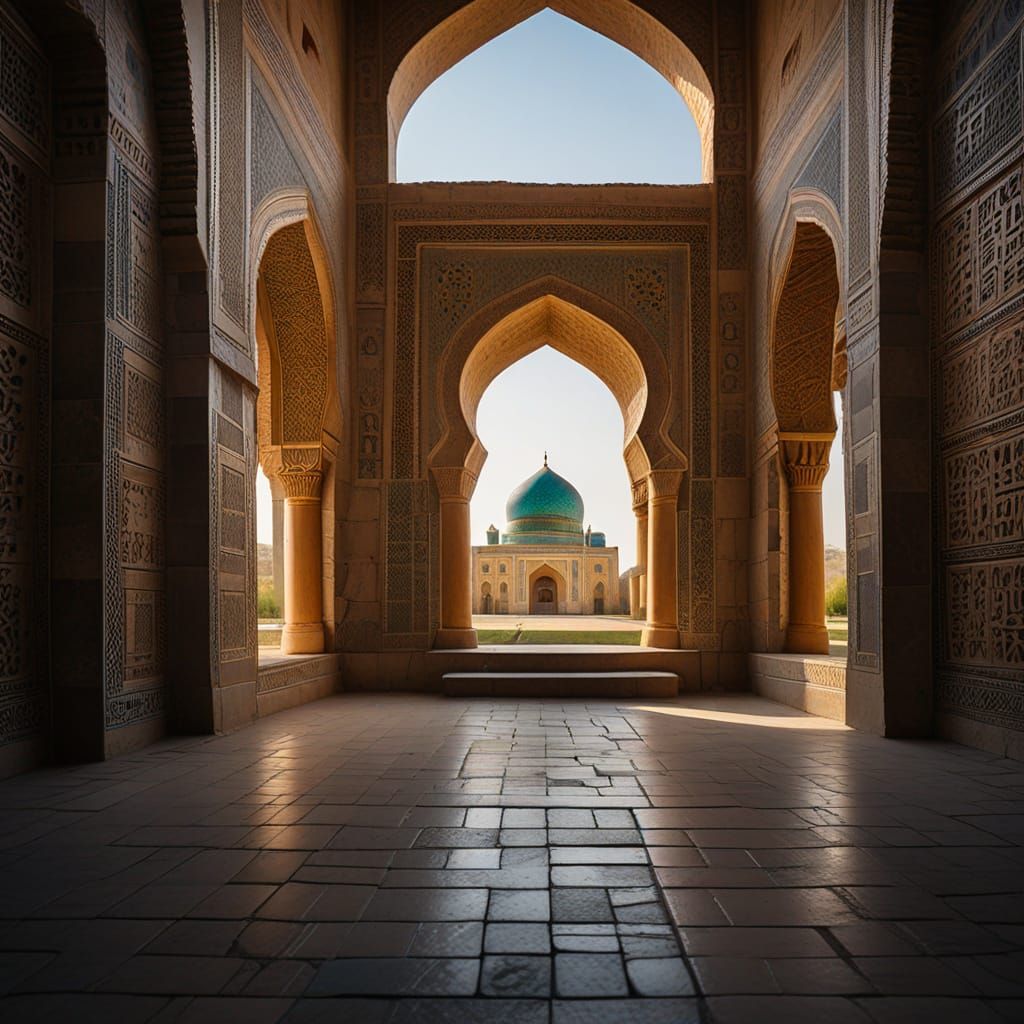 Samarkand's Ancient Stone Fortress in Warm Golden Light
