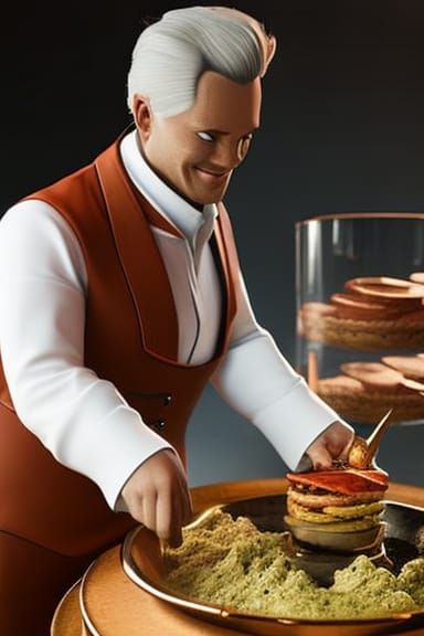 Anthropomorphic Pig Dining on Bacon