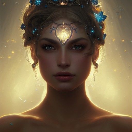Hyperrealistic Starlight Queen Portrait in Fantasy Style