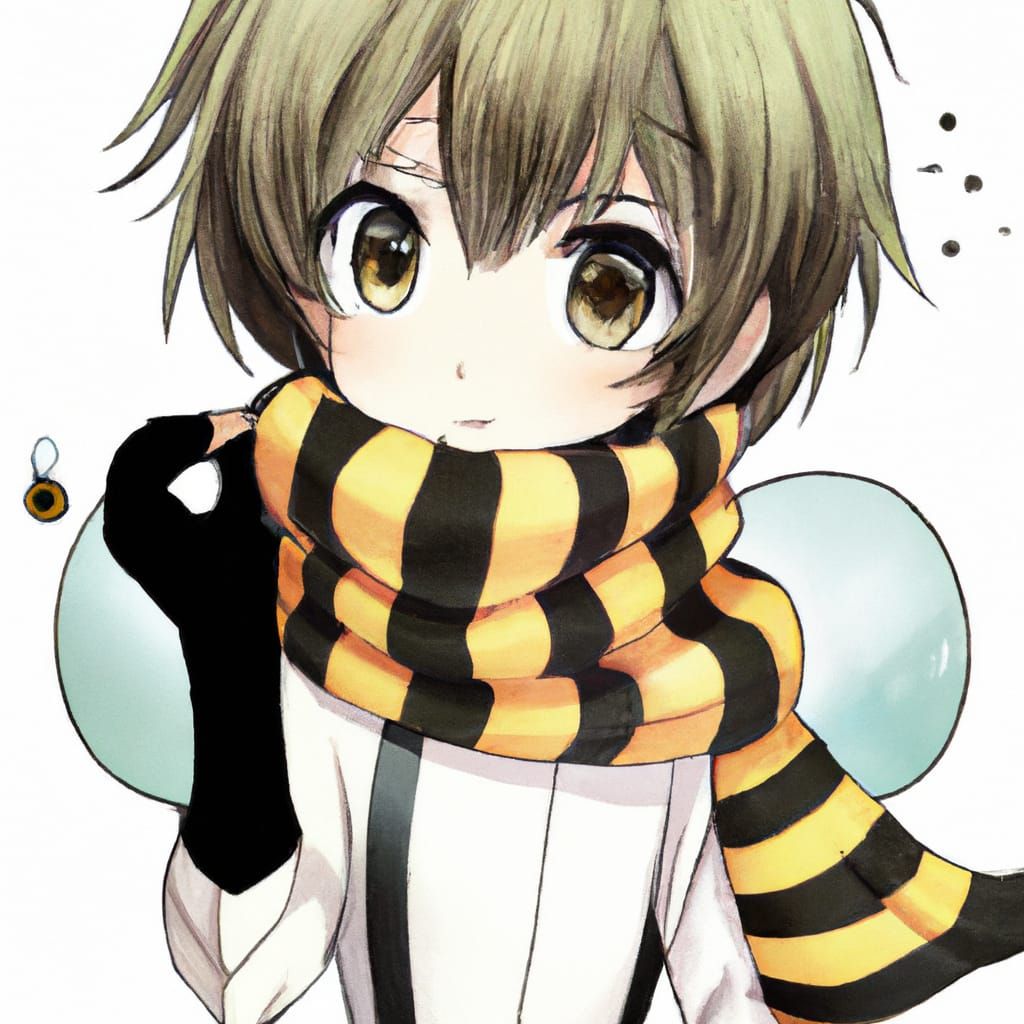 Cute Anthropomorphic Bee in Anime Style