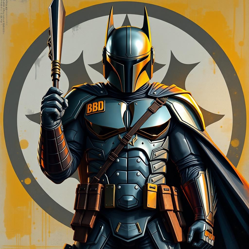 Batman as Mandalorian Warrior with Darksaber