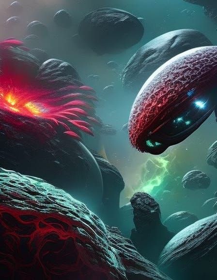 Detailed Alien Organism in Graffiti Art Style