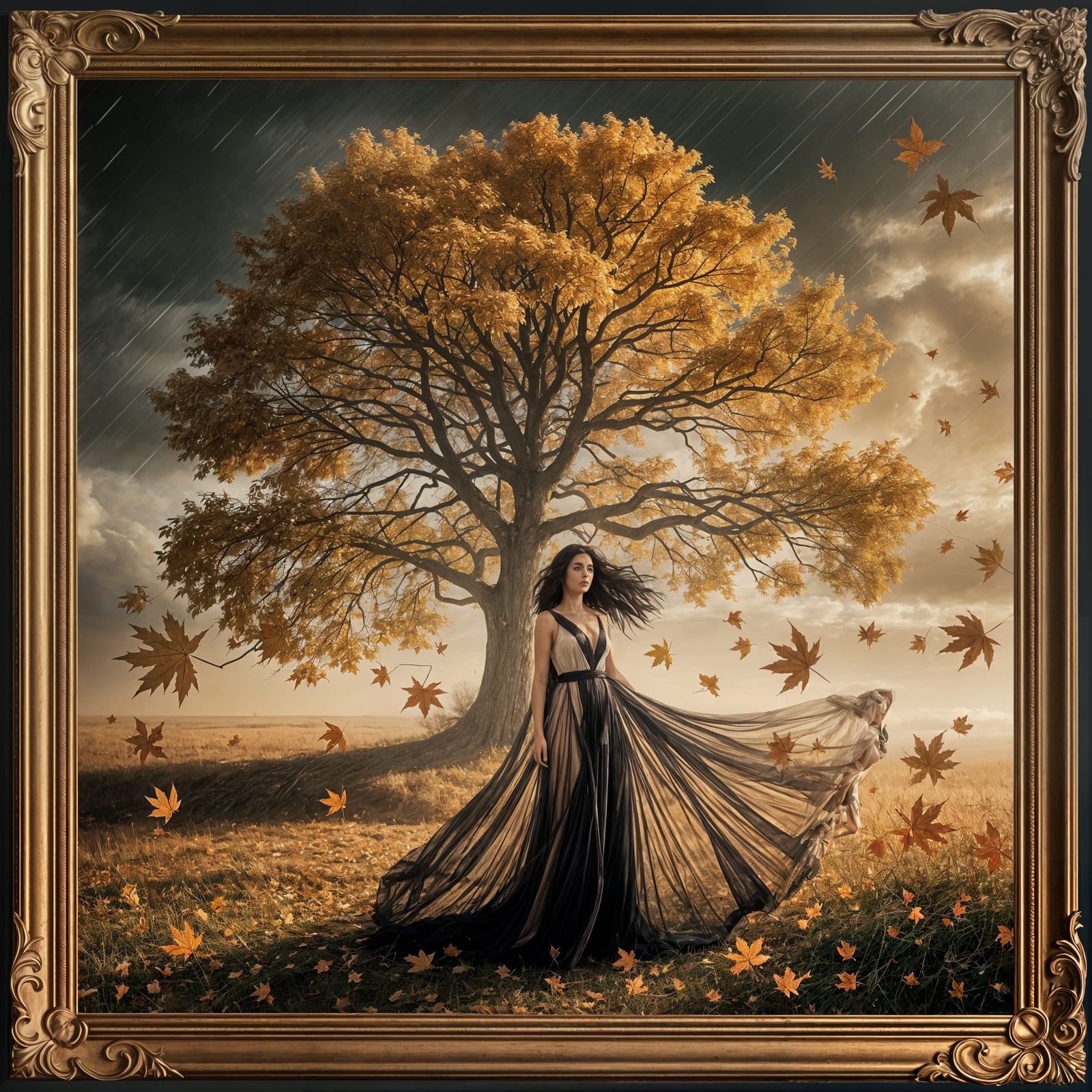 Storm-whipped leaves