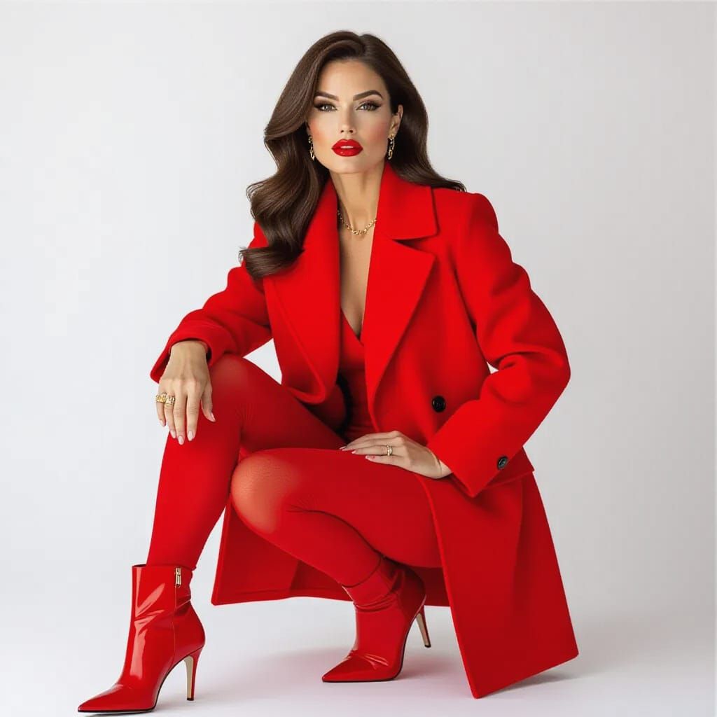 Elegant Woman in Red: High Fashion Editorial Style