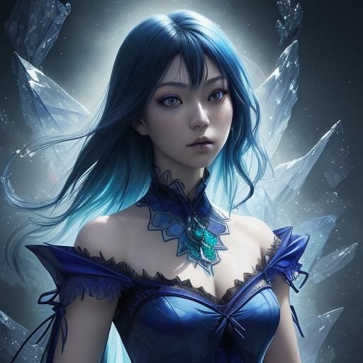 Gothic Crystal Dress: Hyperrealistic Concept Art