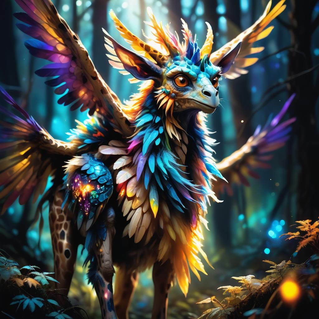 Otherworldly Gryphon Bug with Lightning, Fantasy Art