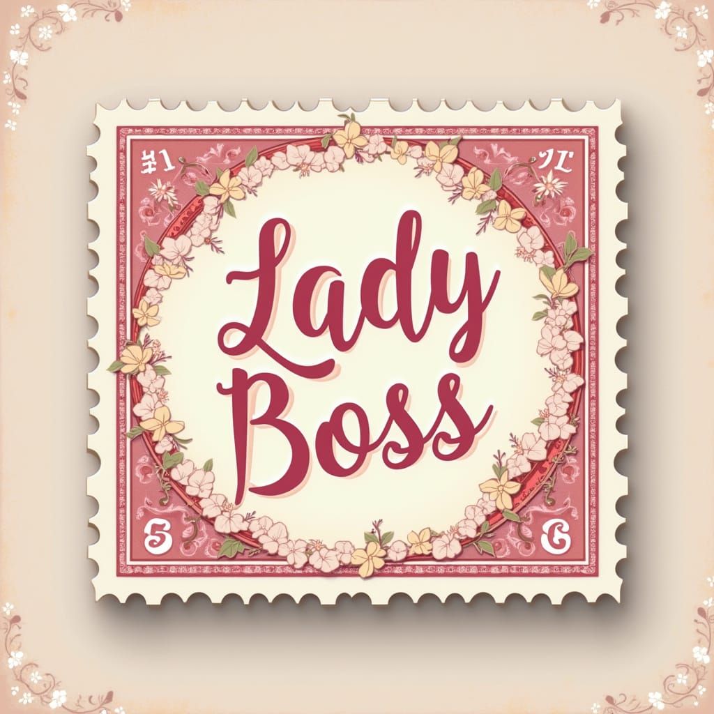 Vintage 'Lady Boss' Stamp with Floral Design