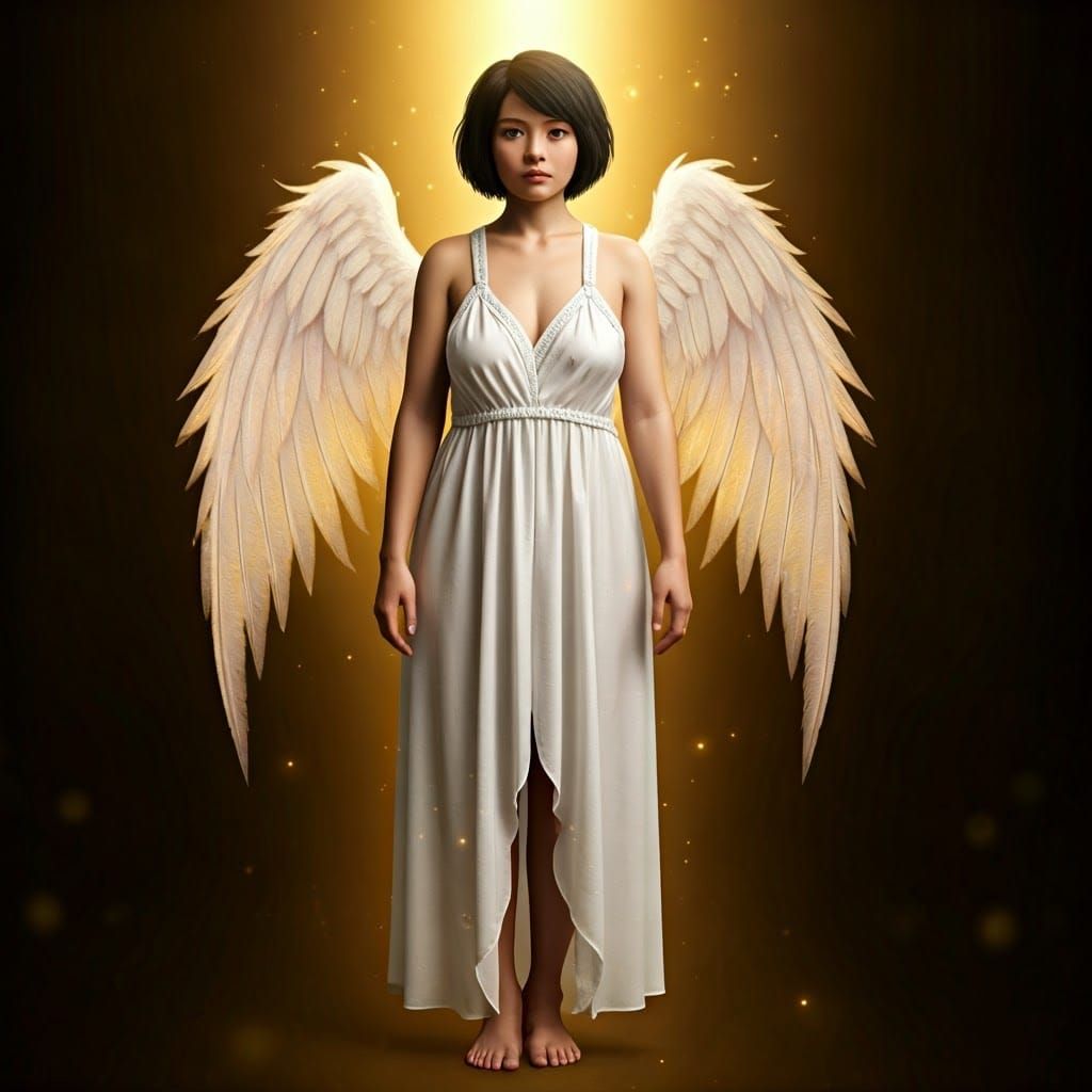 Thai Woman as Angel in Ethereal Golden Light