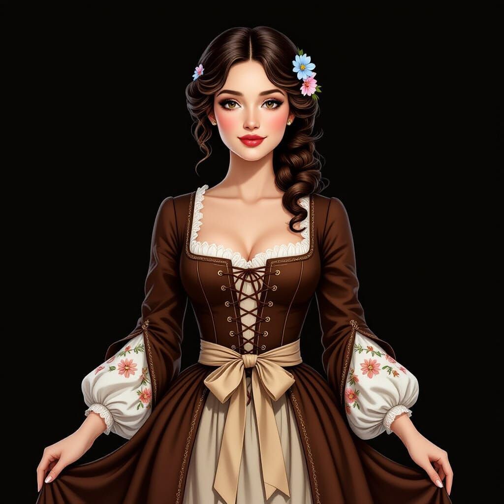 Beautiful Woman in Medieval Dress, Art Nouveau Style