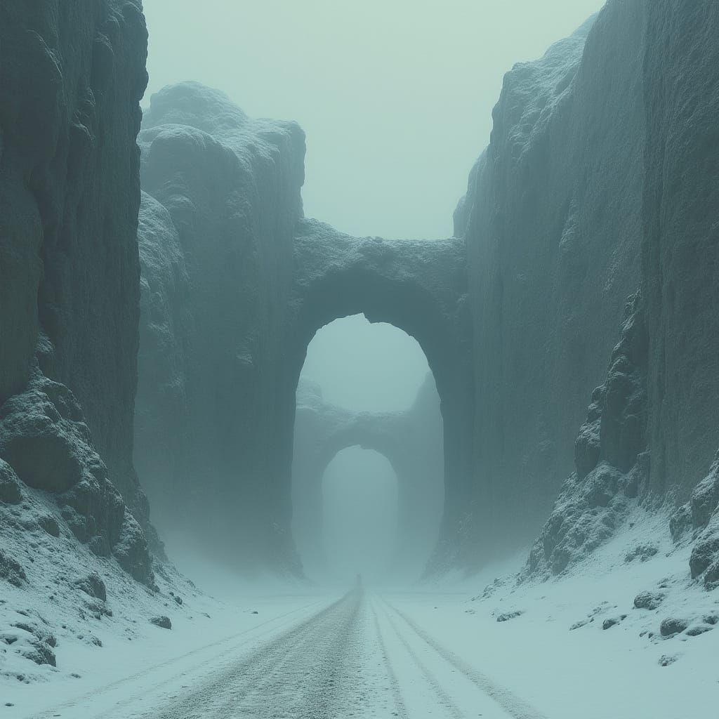 Mountains of Madness: Eerie Arches in Dark Surrealism