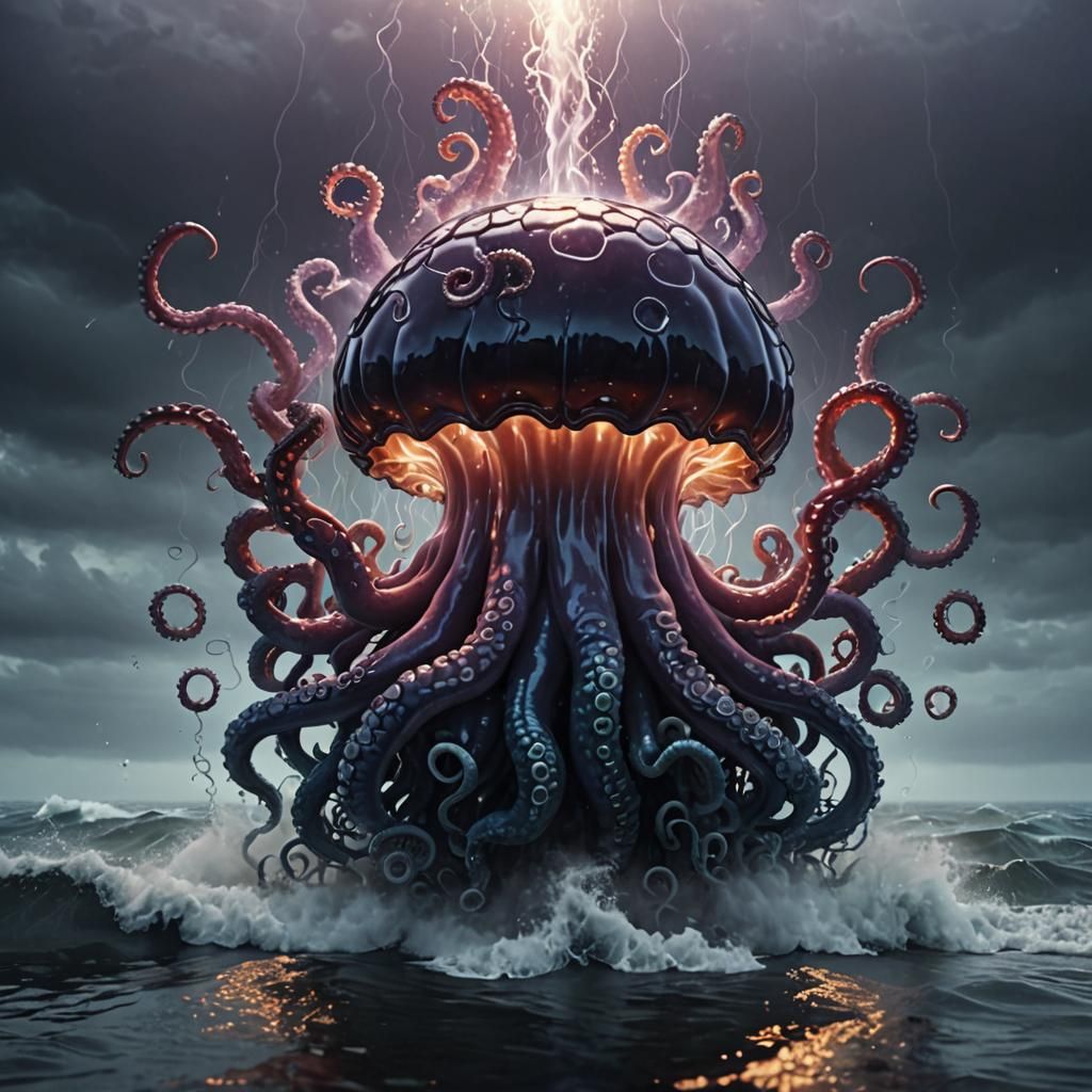 Giant Tentacle Reaching for Brain in Glass