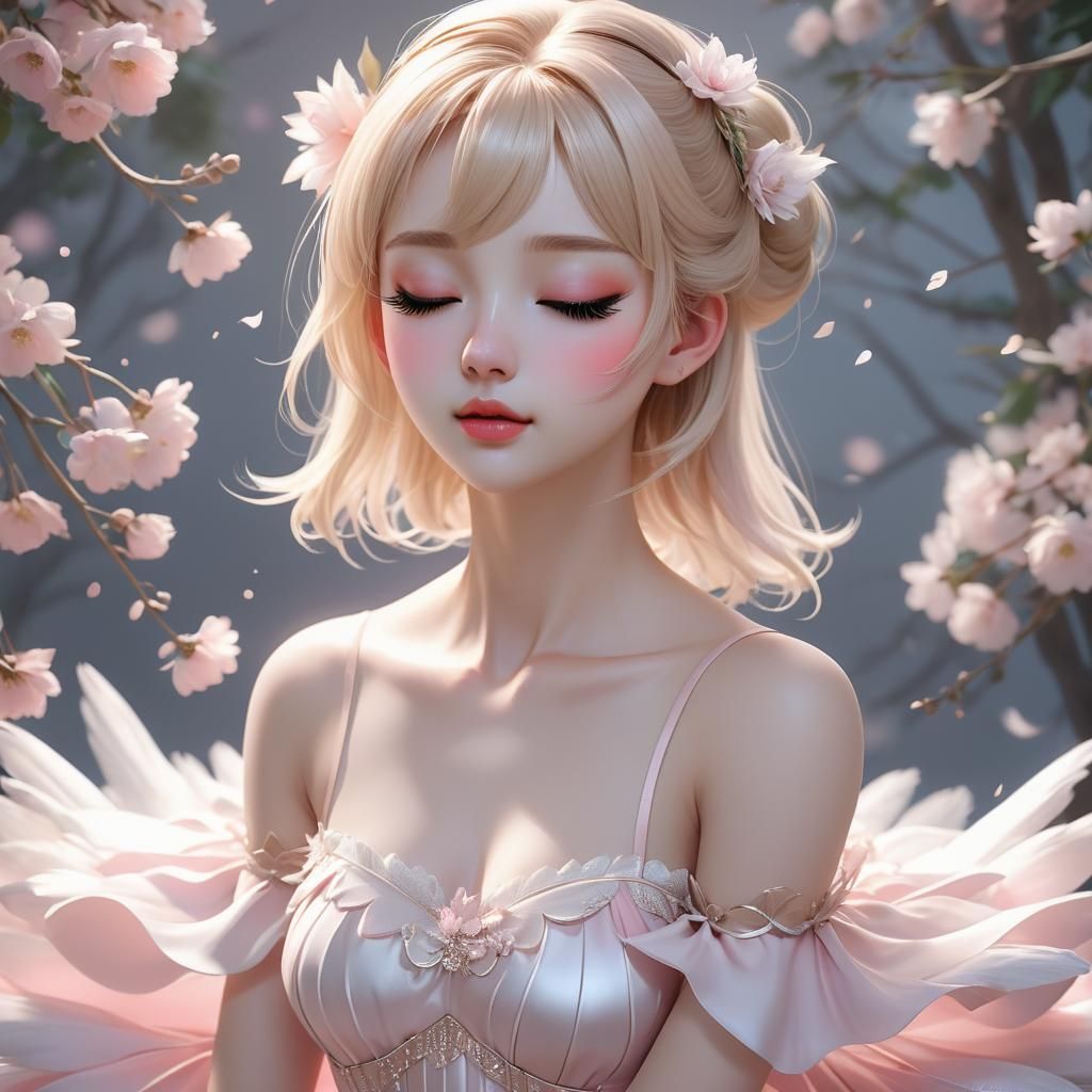 Anime Swan Girl in Pink Ballet Dress