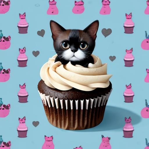 Siamese Cat at Cupcake Party