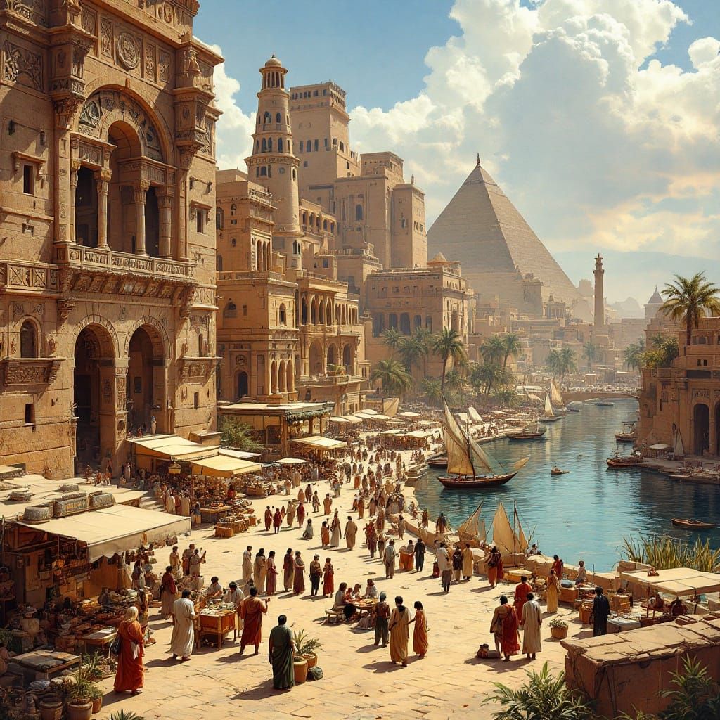 Ancient Egyptian Metropolis in Vibrant Splendor