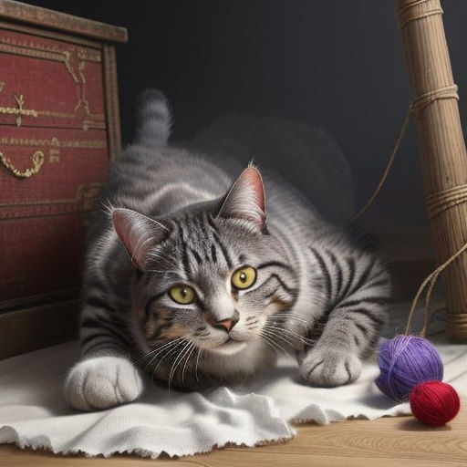 Vibrant Feline Chaos in a Hyper-Realistic Scene
