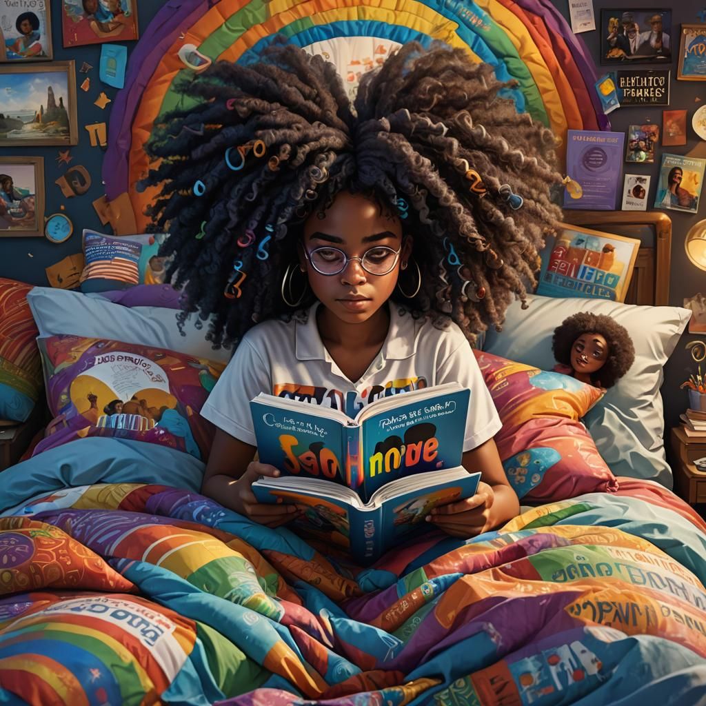Girl Reads Self-Help Book: Detailed Matte Painting