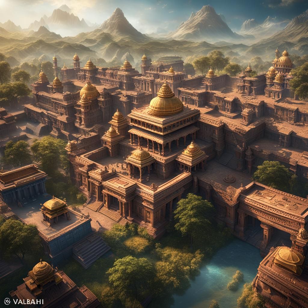 Ancient Capital City Valabhi: Detailed Matte Painting