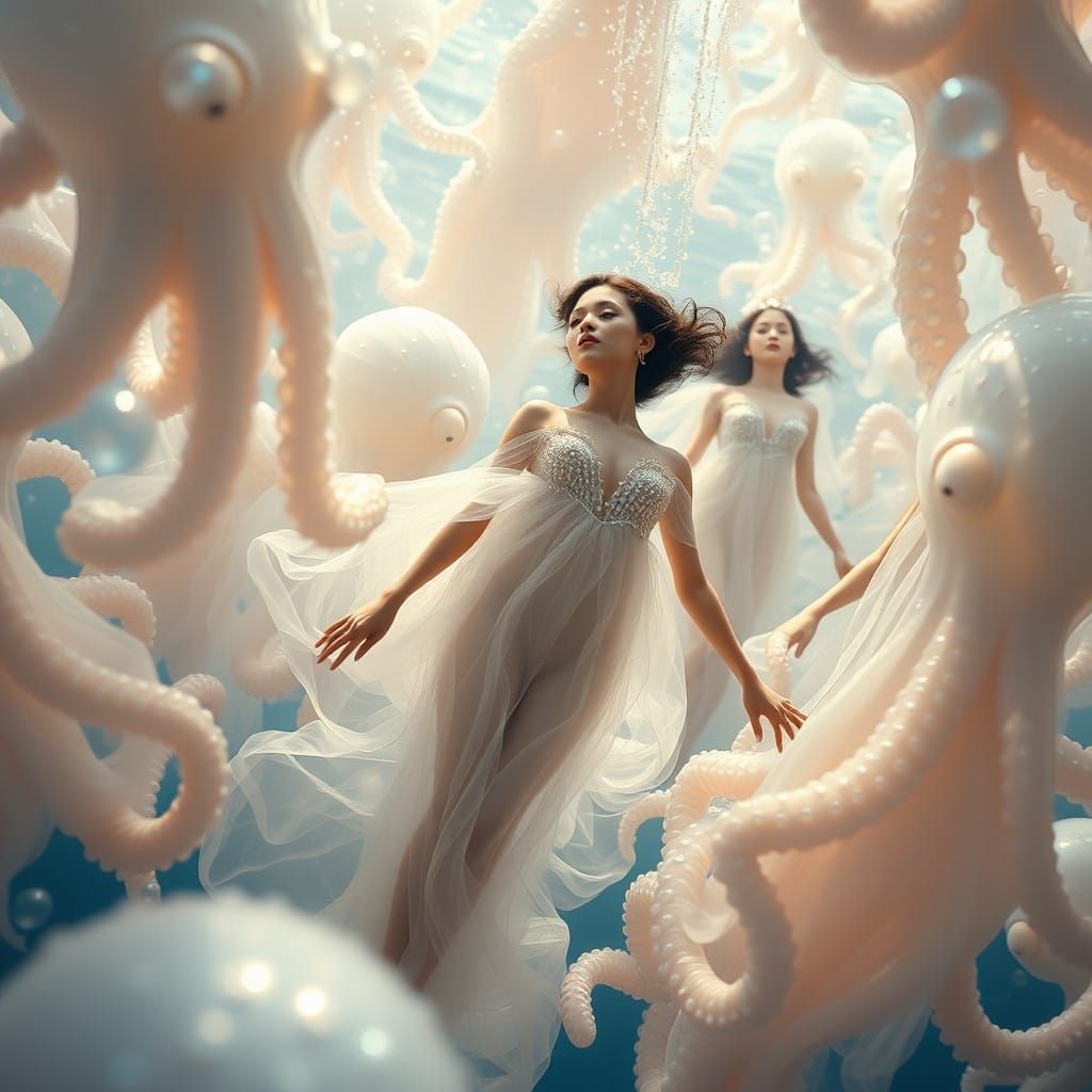 Ethereal Dreamscapes: Opalescent Beauties Soar Amidst Gargan...