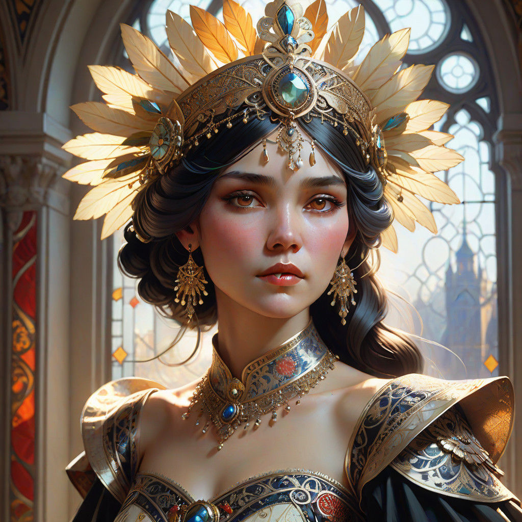 Ethereal Medieval Goddess in Luxurious Regalia