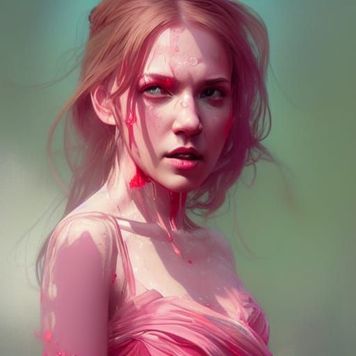 Carrie Covered in Blood: Hyperdetailed Portrait