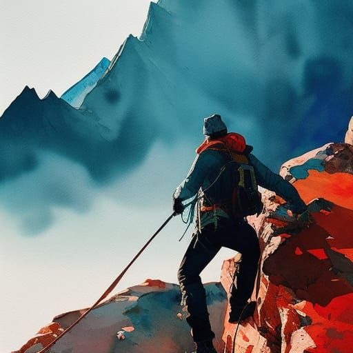 Mountaineer Portrait in Watercolor Borderlands Style